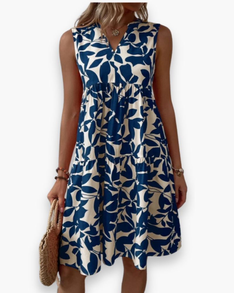 Chloé | Robe Femme Imprimé Feuilles Midi Volantée