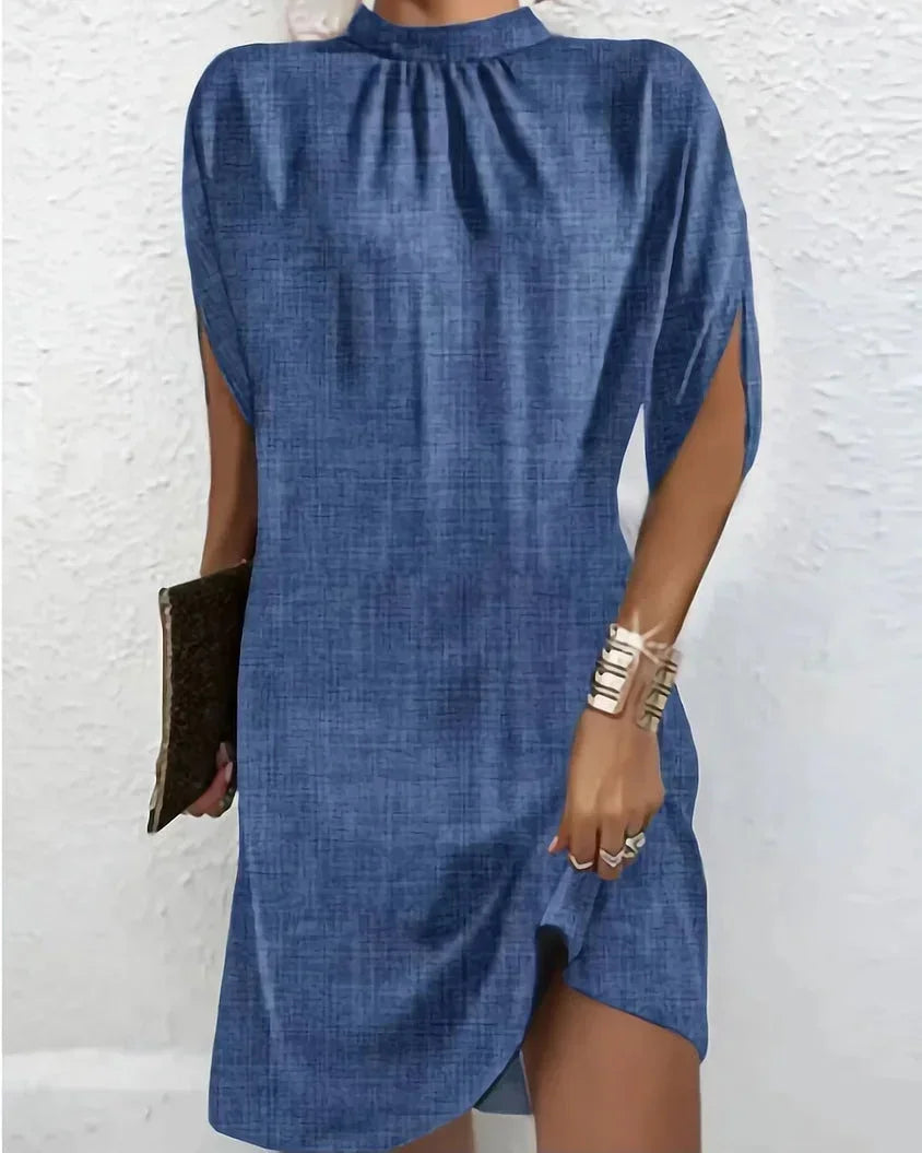 Chloé | Robe de Soirée Noire Col Montant Fendue