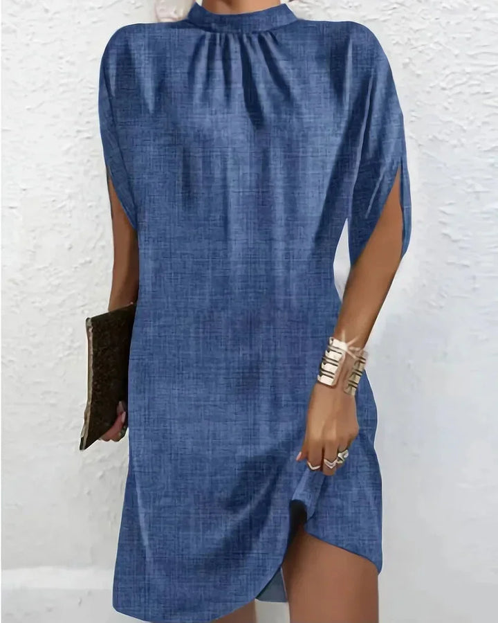 Chloé | Robe de Soirée Noire Col Montant Fendue