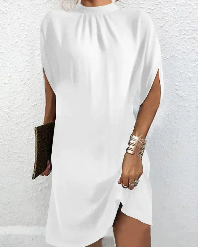 Chloé | Robe de Soirée Noire Col Montant Fendue