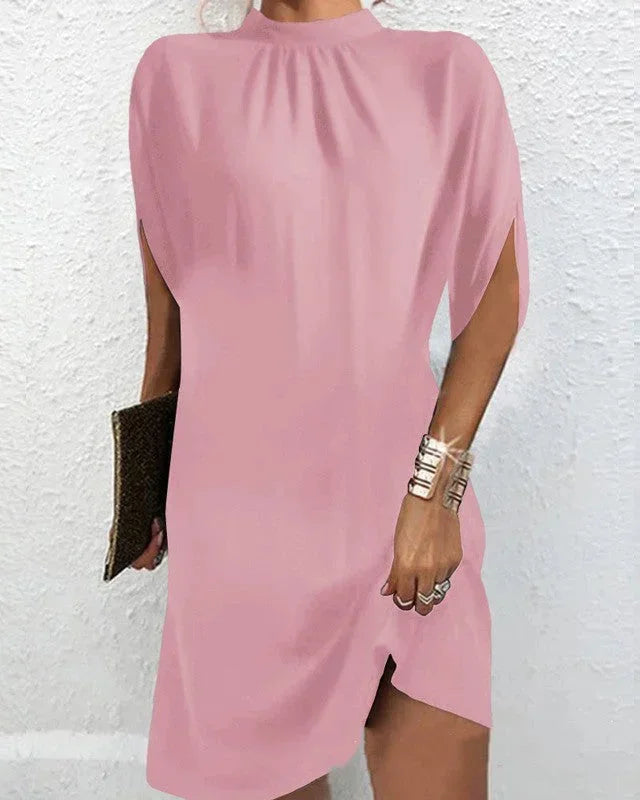 Chloé | Robe de Soirée Noire Col Montant Fendue