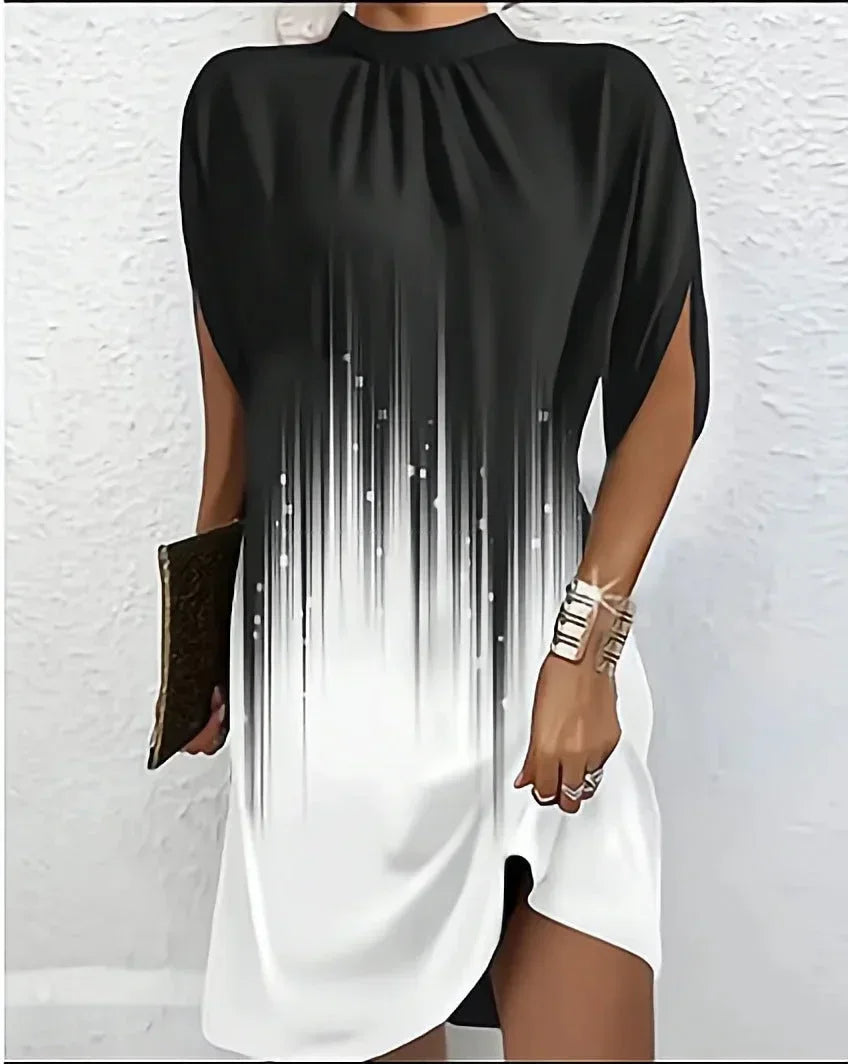 Chloé | Robe de Soirée Noire Col Montant Fendue