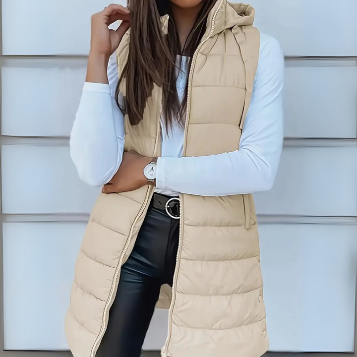 Chloé | Veste Femme Sans Manches Capuche Matelassée Zippée