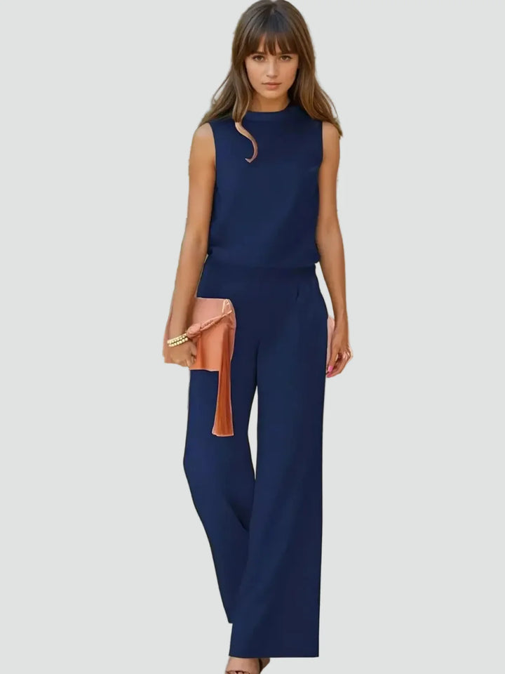 Clara | Combinaison Femme Noire Sans Manches Jambes Larges