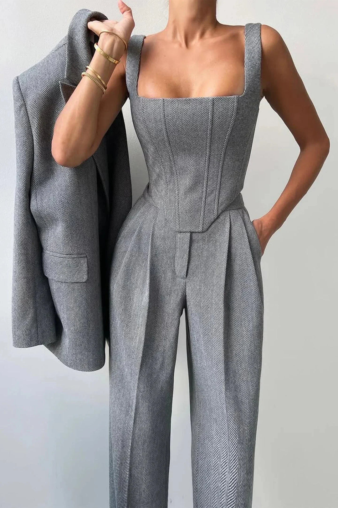 Clara | Combinaison Pantalon Corset Femme Rose