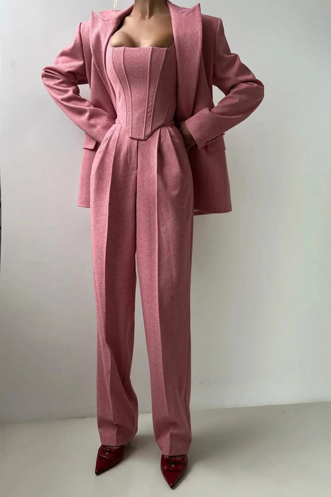 Clara | Combinaison Pantalon Corset Femme Rose