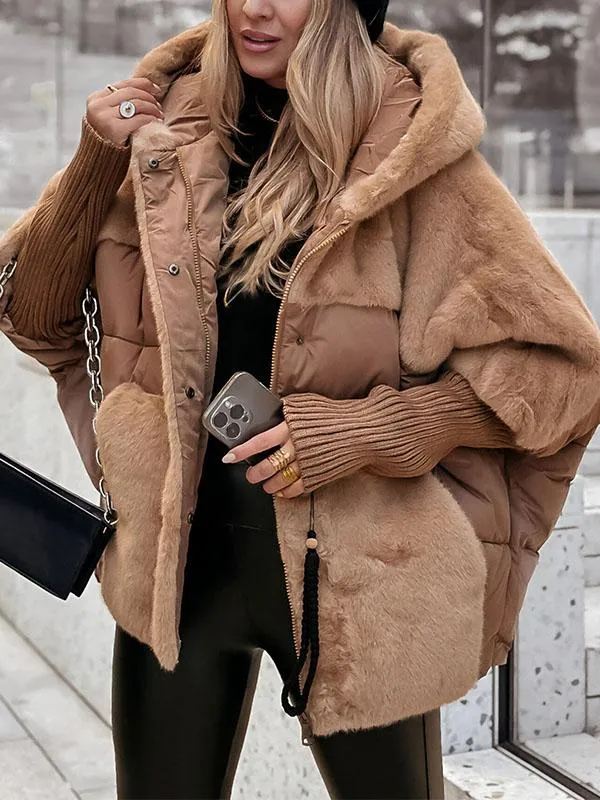 Clara | Doudoune Femme à Capuche Fausse Fourrure Zippée
