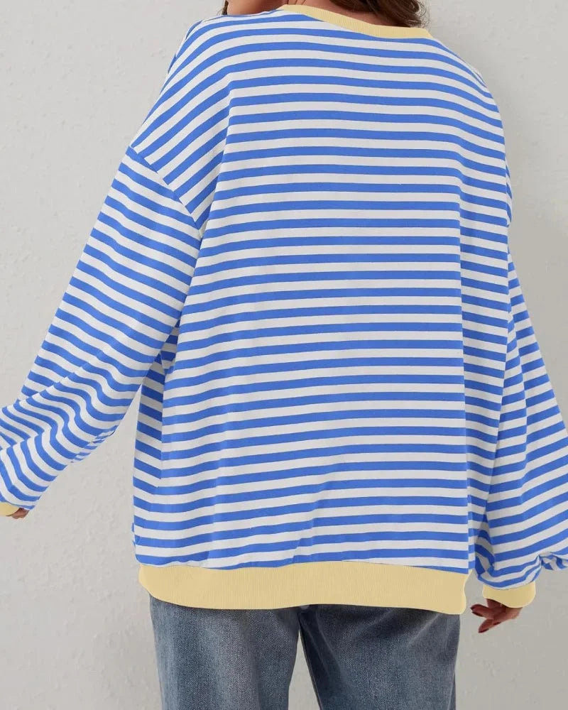 Clara | Sweat Femme Rayé Col Rond Manches Longues