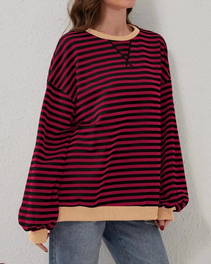 Clara | Sweat Femme Rayé Col Rond Manches Longues