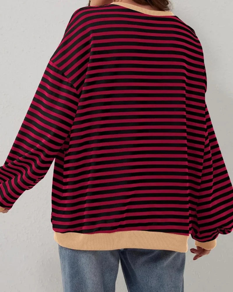 Clara | Sweat Femme Rayé Col Rond Manches Longues