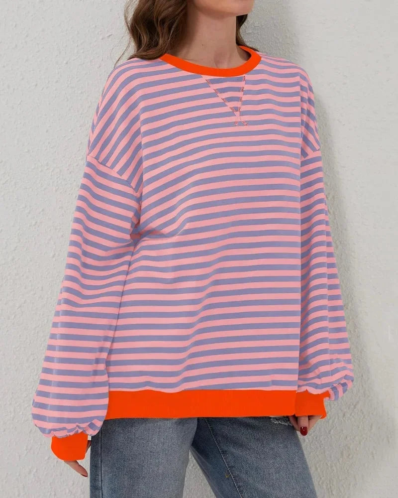 Clara | Sweat Femme Rayé Col Rond Manches Longues