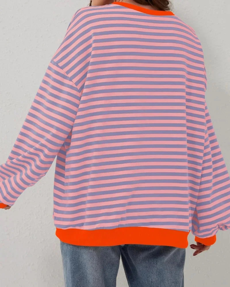 Clara | Sweat Femme Rayé Col Rond Manches Longues