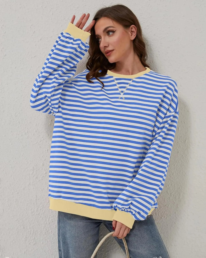 Clara | Sweat Femme Rayé Col Rond Manches Longues
