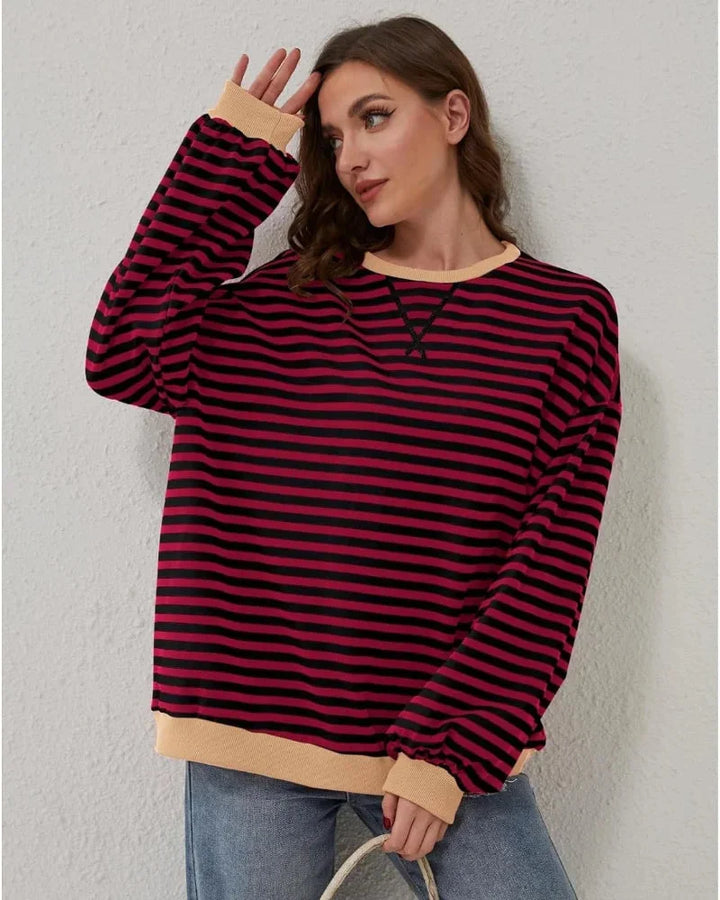 Clara | Sweat Femme Rayé Col Rond Manches Longues