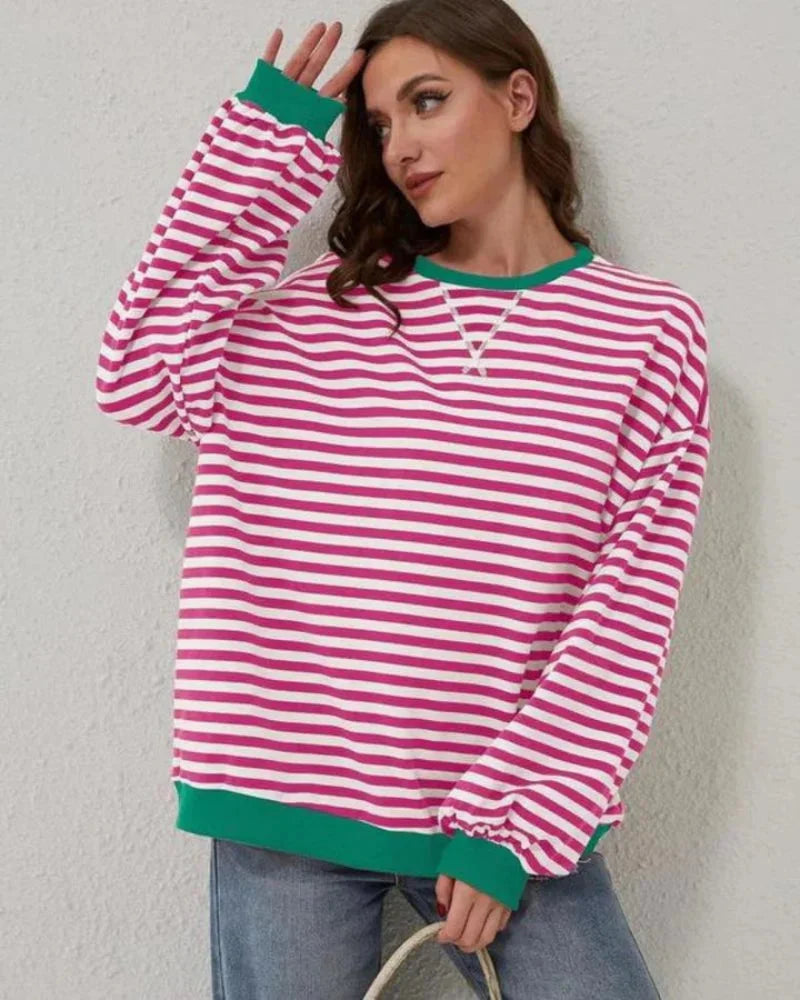 Clara | Sweat Femme Rayé Col Rond Manches Longues
