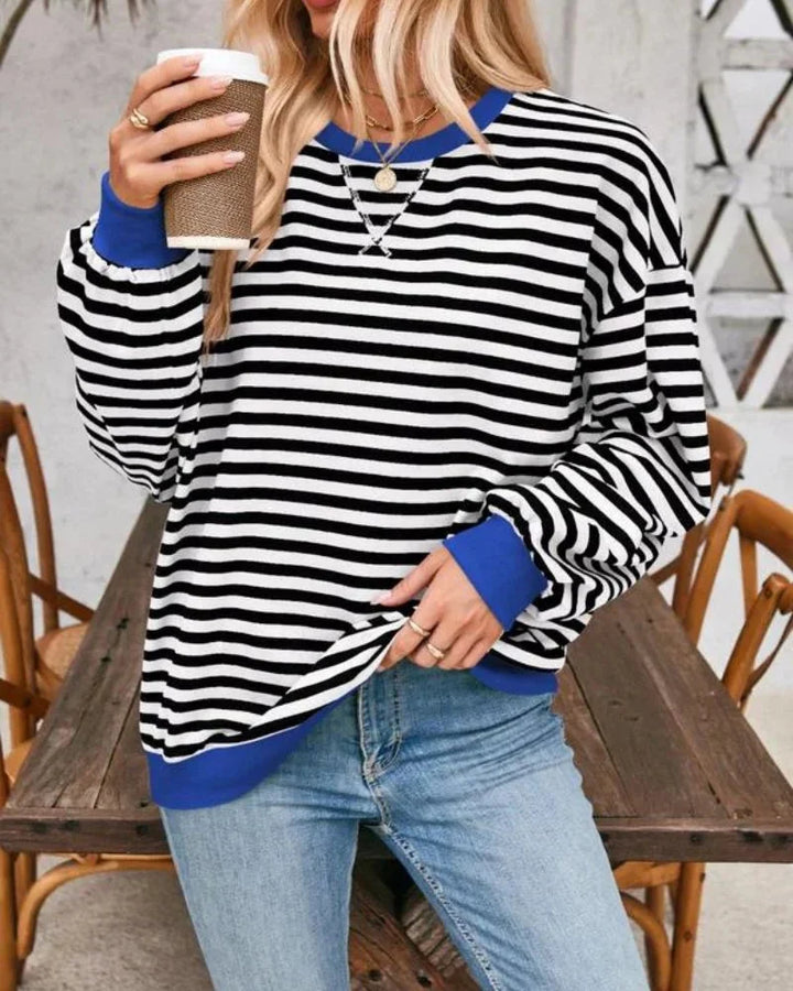 Clara | Sweat Femme Rayé Col Rond Manches Longues