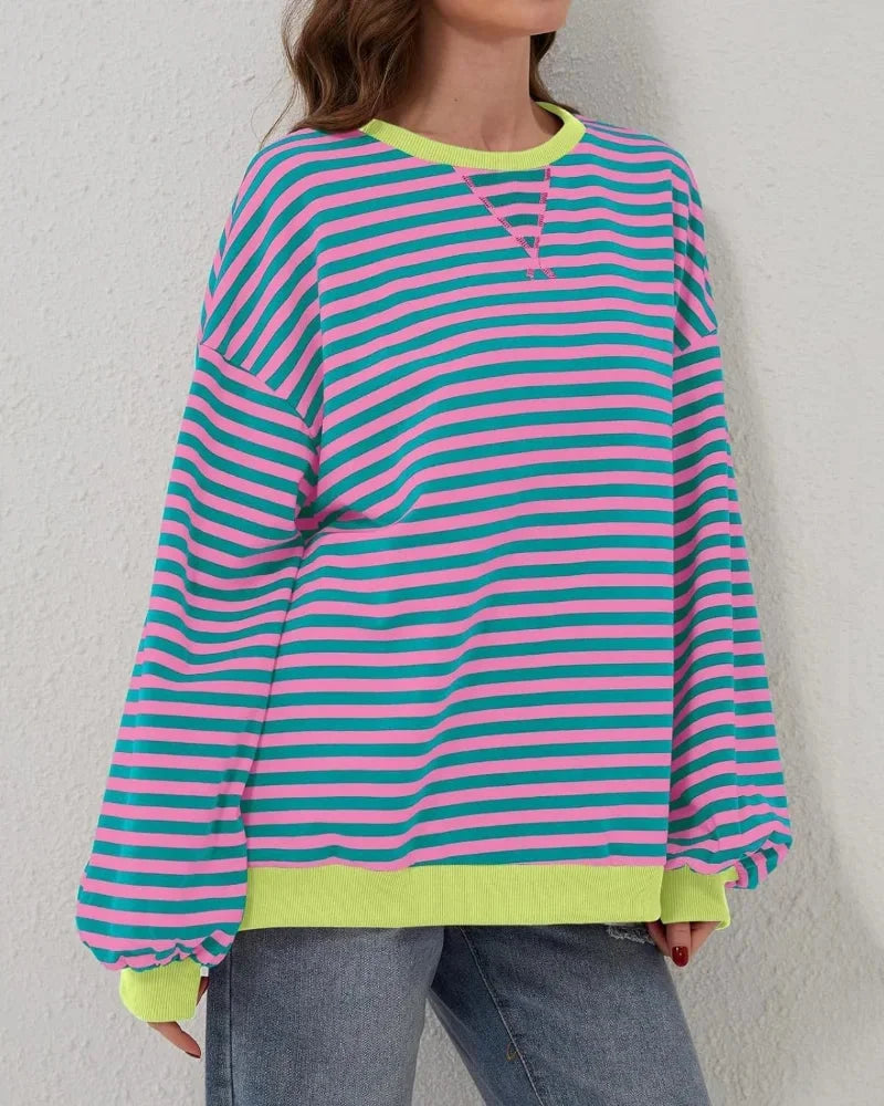 Clara | Sweat Femme Rayé Col Rond Manches Longues
