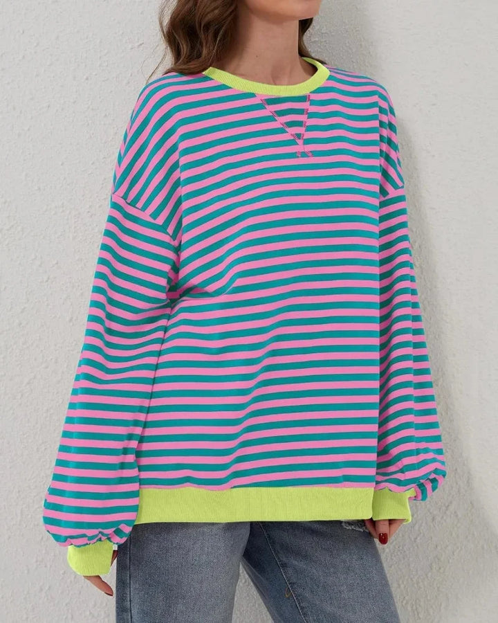 Clara | Sweat Femme Rayé Col Rond Manches Longues