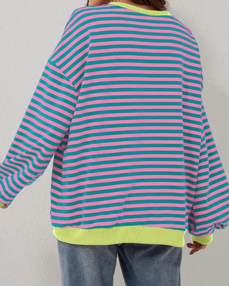 Clara | Sweat Femme Rayé Col Rond Manches Longues