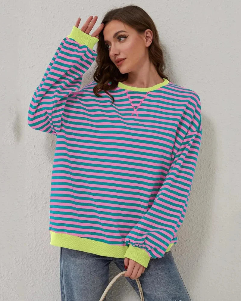 Clara | Sweat Femme Rayé Col Rond Manches Longues