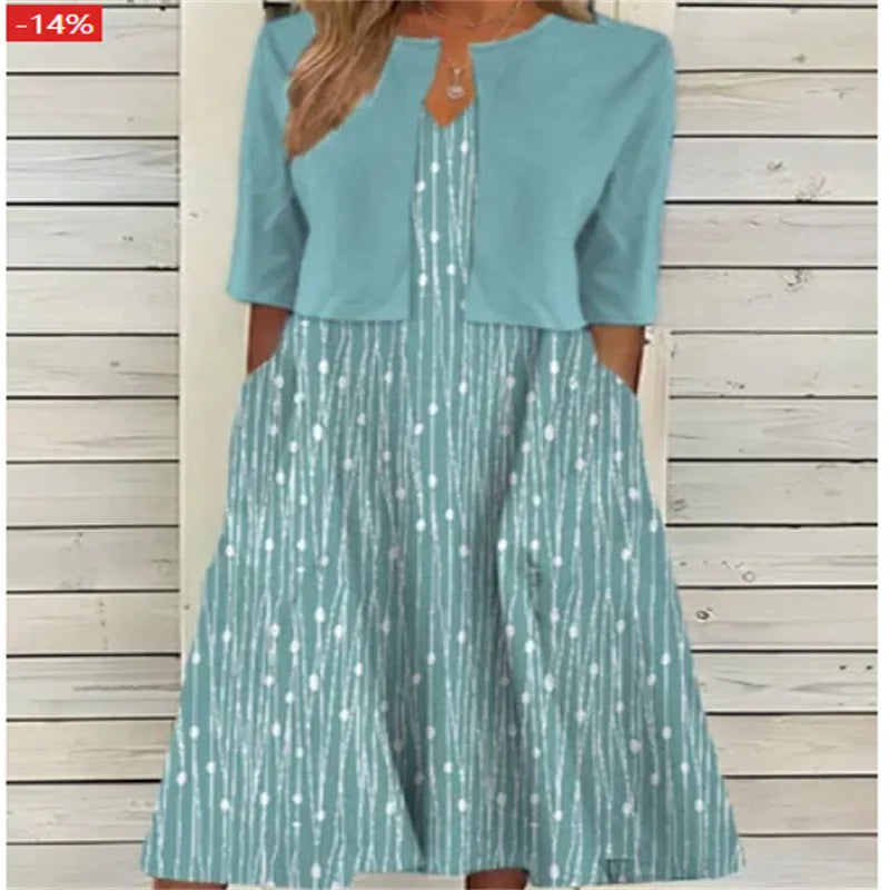 Clémence | Robe Femme Imprimée Faux Deux Pièces