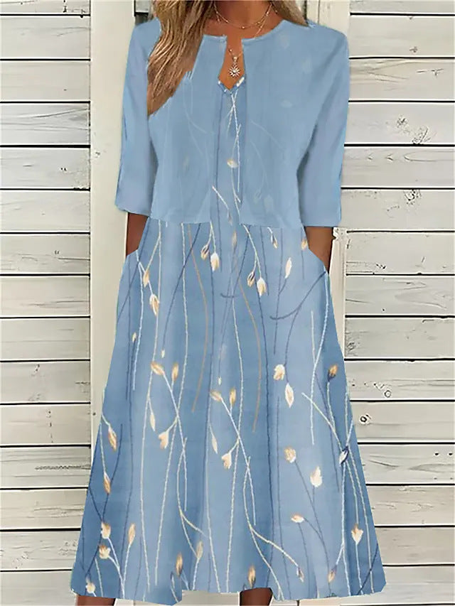 Clémence | Robe Femme Imprimée Faux Deux Pièces