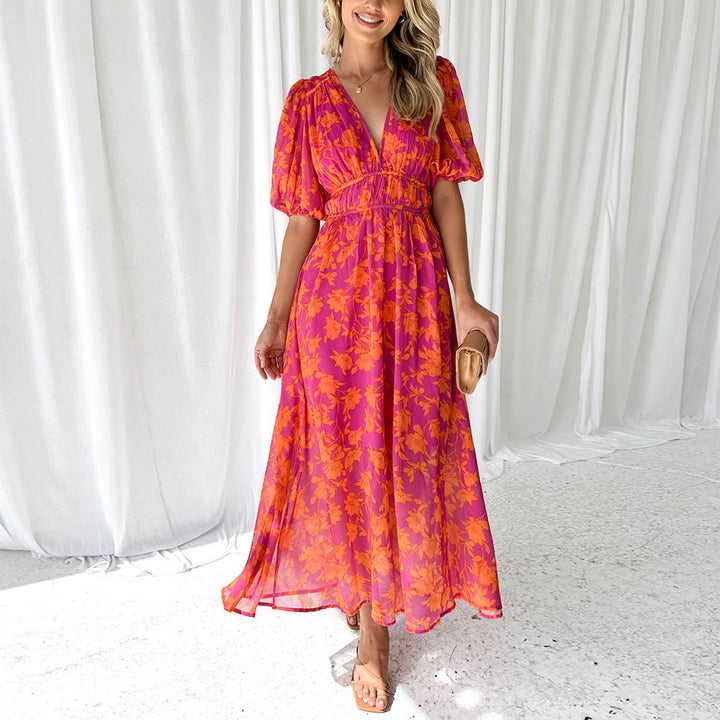 Clémence | Robe Fleurie Col V Femme