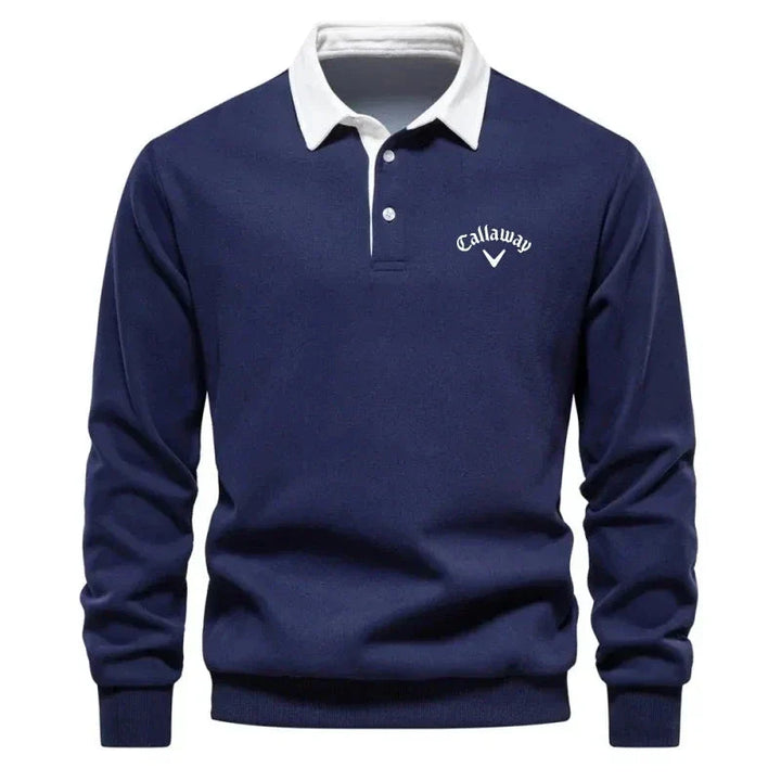 Clément | Polo Sweat Homme Manches Longues Bleu