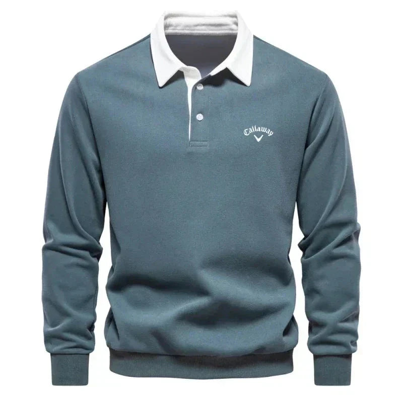 Clément | Polo Sweat Homme Manches Longues Bleu