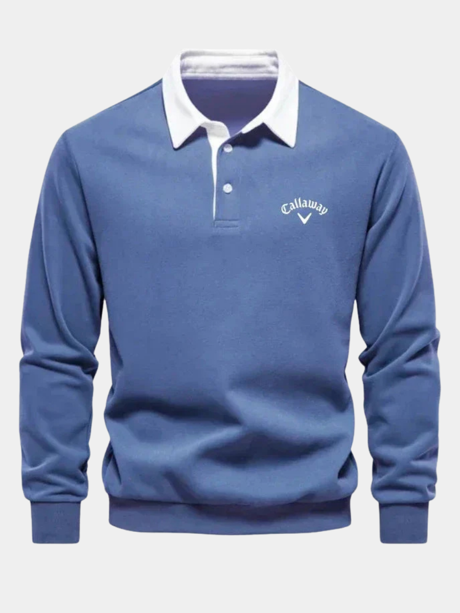 Clément | Polo Sweat Homme Manches Longues Bleu
