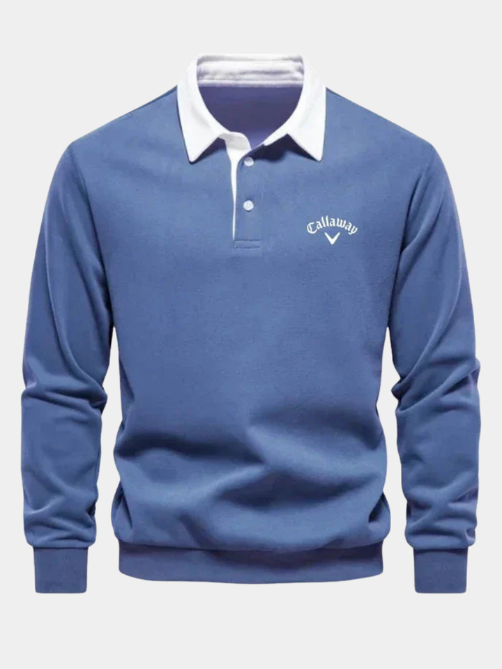 Clément | Polo Sweat Homme Manches Longues Bleu