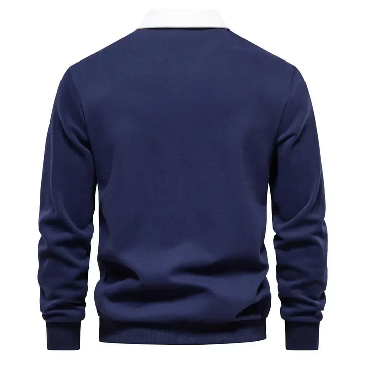 Clément | Polo Sweat Homme Manches Longues Bleu