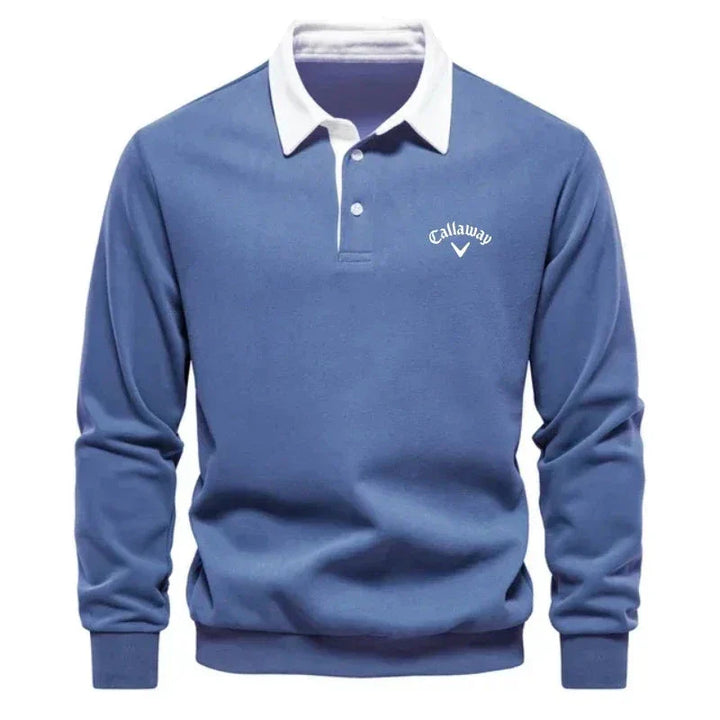 Clément | Polo Sweat Homme Manches Longues Bleu