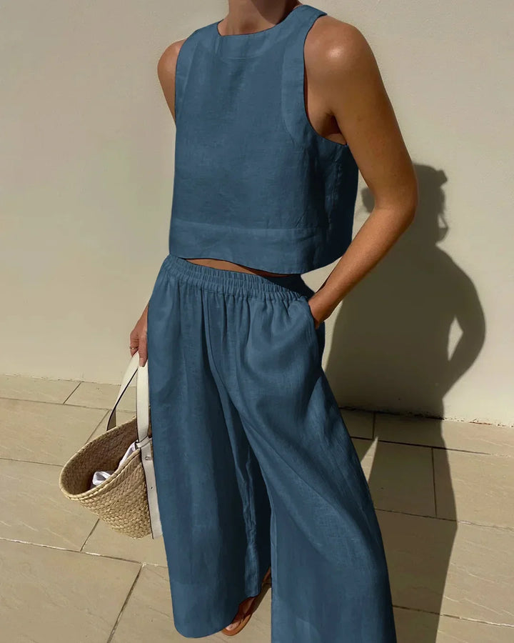 Coralie | Ensemble Crop Top Pantalon Large Femme