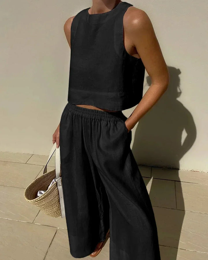 Coralie | Ensemble Crop Top Pantalon Large Femme