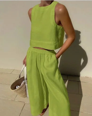 Coralie | Ensemble Crop Top Pantalon Large Femme