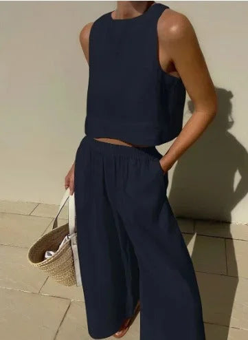 Coralie | Ensemble Crop Top Pantalon Large Femme