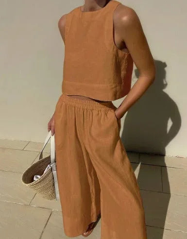 Coralie | Ensemble Crop Top Pantalon Large Femme