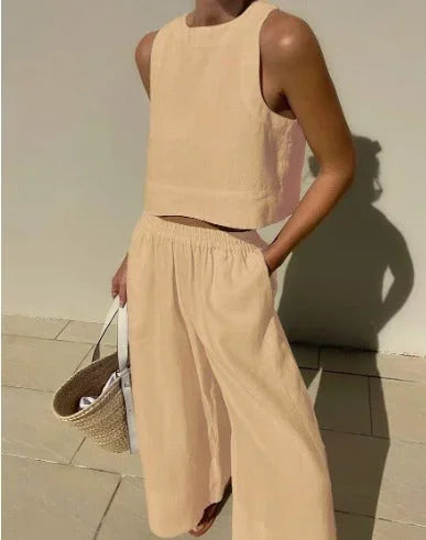 Coralie | Ensemble Crop Top Pantalon Large Femme