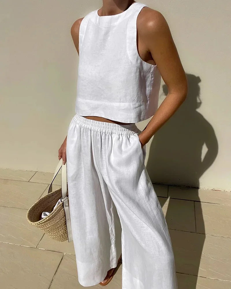 Coralie | Ensemble Crop Top Pantalon Large Femme