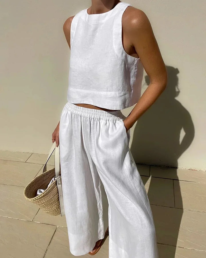Coralie | Ensemble Crop Top Pantalon Large Femme