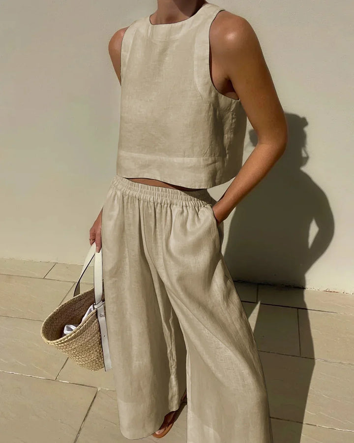 Coralie | Ensemble Crop Top Pantalon Large Femme