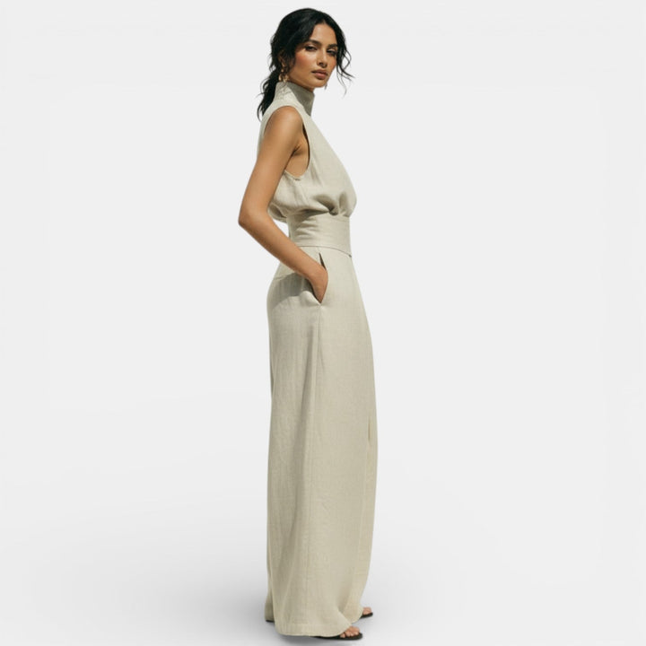 Coralie | Ensemble Pantalon Large Femme Taille Haute