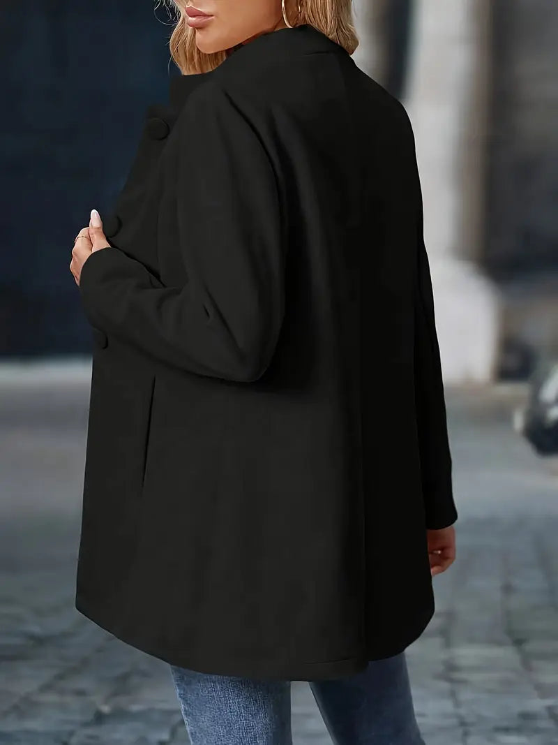 Coralie | Manteau Femme Crème Col Montant Boutonné