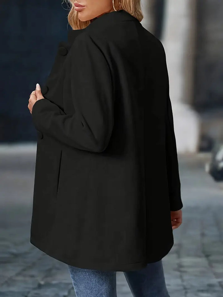 Coralie | Manteau Femme Crème Col Montant Boutonné