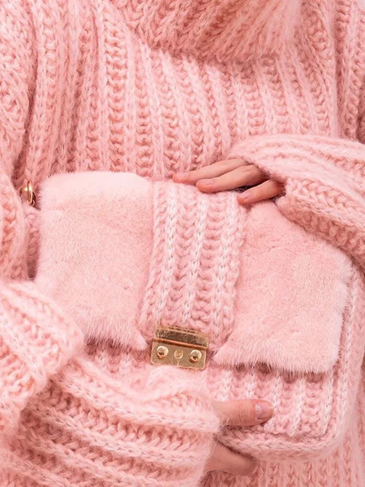 Coralie | Pull Col Roulé Femme Oversize Côtelé Manches Bouffantes