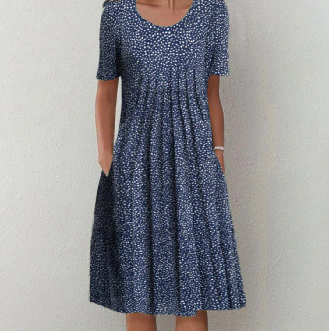 Coralie | Robe Femme Fleurie Midi Manches Courtes