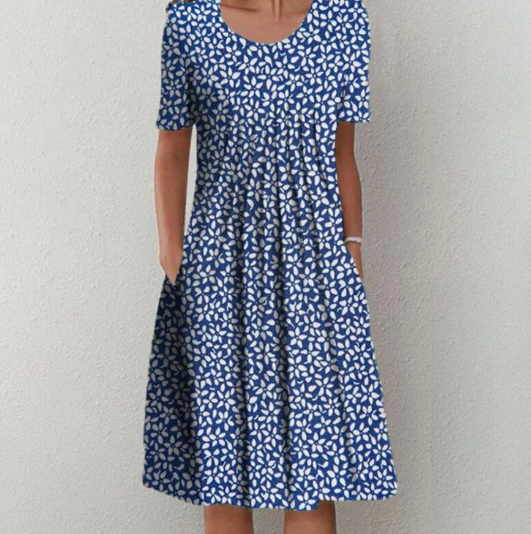 Coralie | Robe Femme Fleurie Midi Manches Courtes