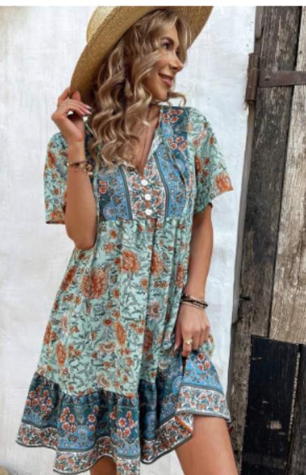 Coralie | Robe Fleurie Femme Bohème Mini