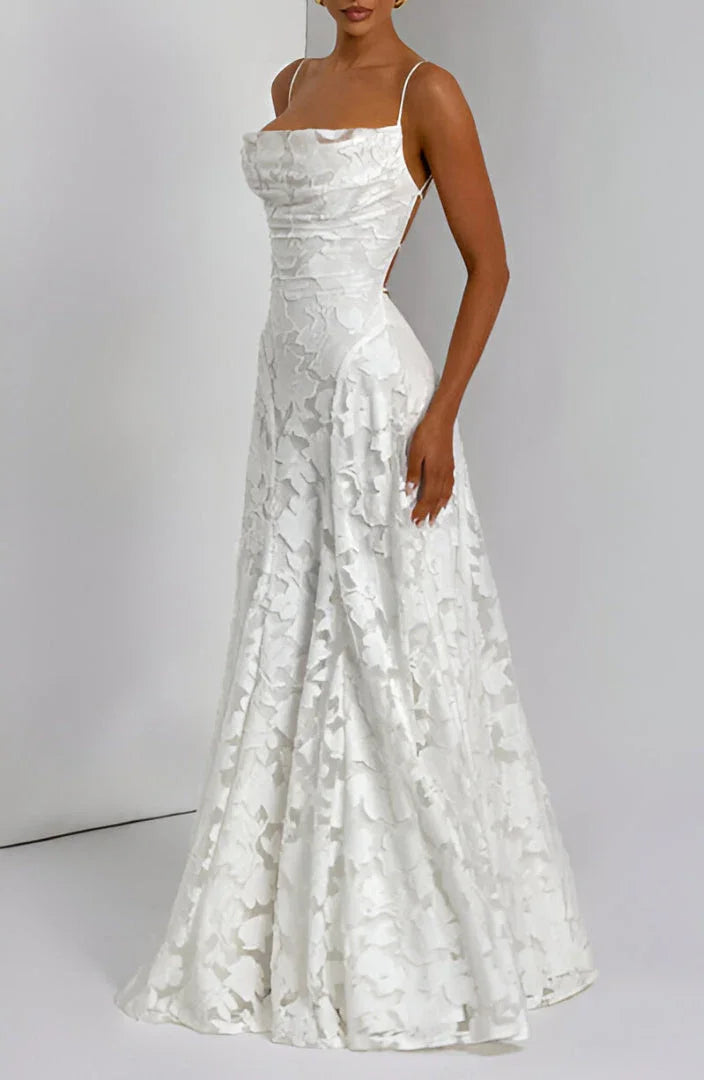 Coralie | Robe de Mariée Longue Fleurie Blanche